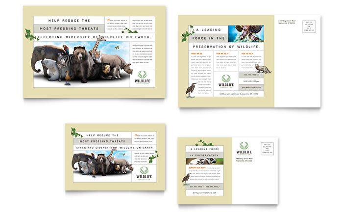 Nature & Wildlife Conservation Postcard Template Design