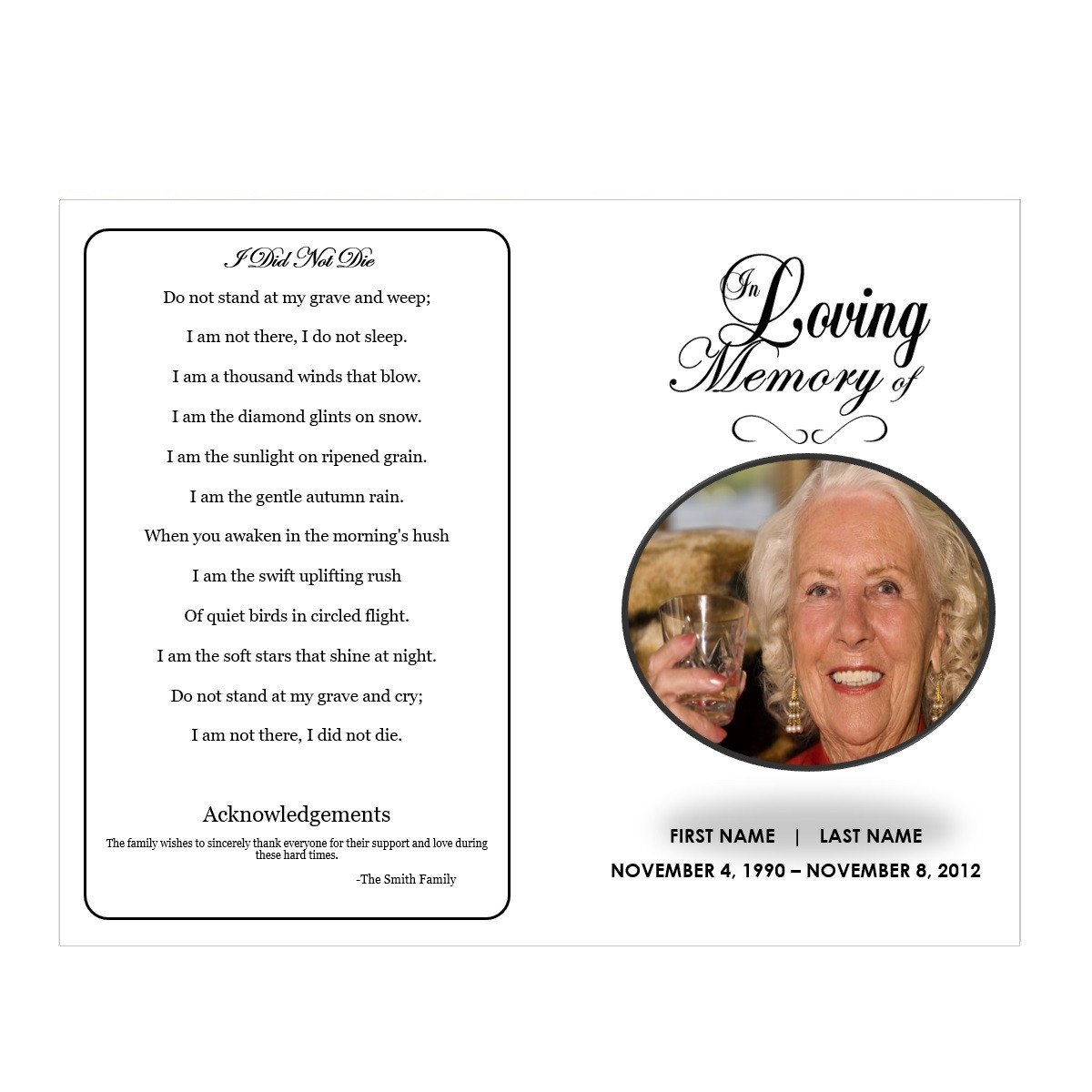In Loving Memory Funeral Pamphlets