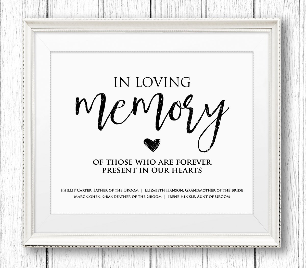 In Loving Memory Wedding Sign Editable Text Personalize