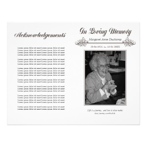 In Memoriam Loving Memory Funeral Booklet Template Flyer