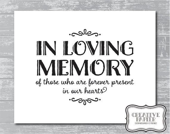 INSTANT DOWNLOAD In Loving Memory Sign 5x7 or 8x10" DIY
