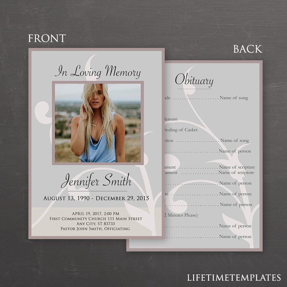 In Loving Memory Funeral Template shop PSD INSTANT