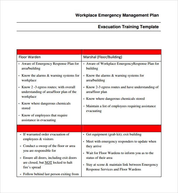 Sample Emergency Response Plan Template 9 Free