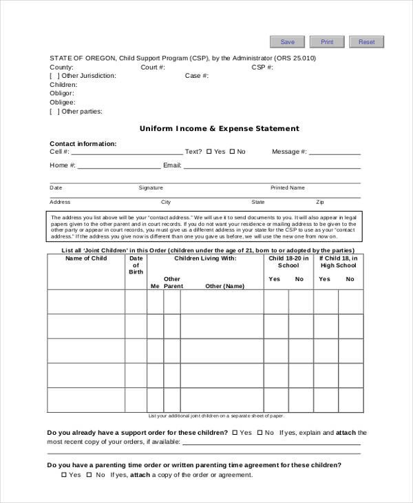 9 In e and Expense Form Sample Free Sample Example