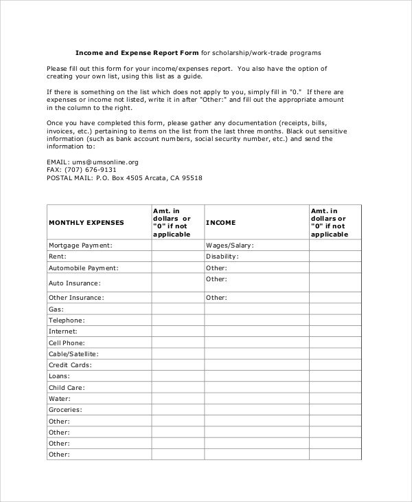 Sample Expense Report 16 Documents in PDF Word Docs