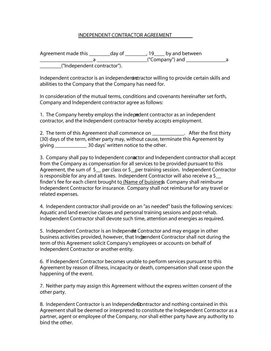 50 FREE Independent Contractor Agreement Forms & Templates