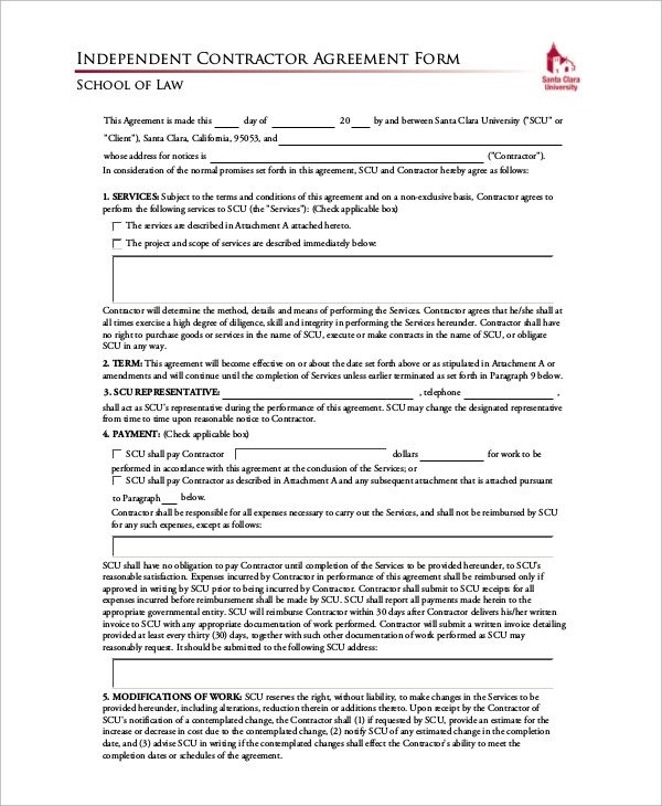 Sample Independent Contractor Agreement 10 Examples in