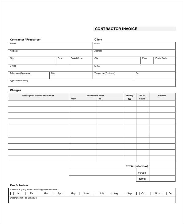 13 Contractor Invoice Samples PDF Word Excel