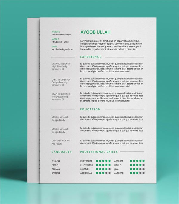 10 Best Free Resume CV Templates in Ai Indesign & PSD
