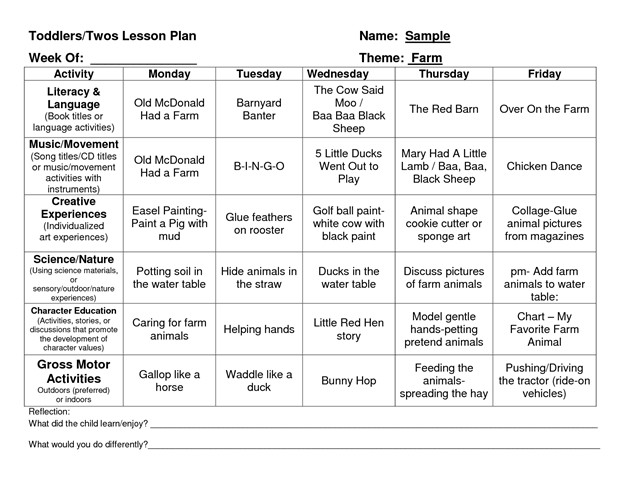 Provider Sample Lesson Plan Template
