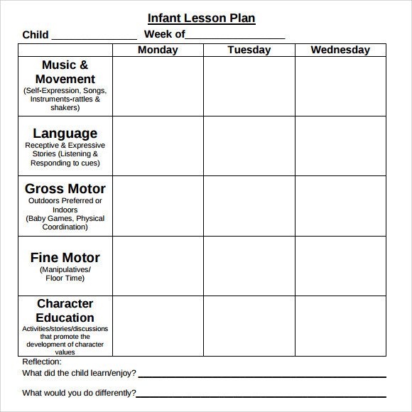 Sample Toddler Lesson Plan Template 8 Free Documents in