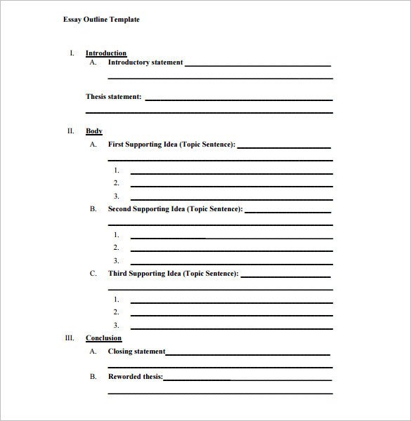 Essay Outline Template 9 Free Free Word PDF Format