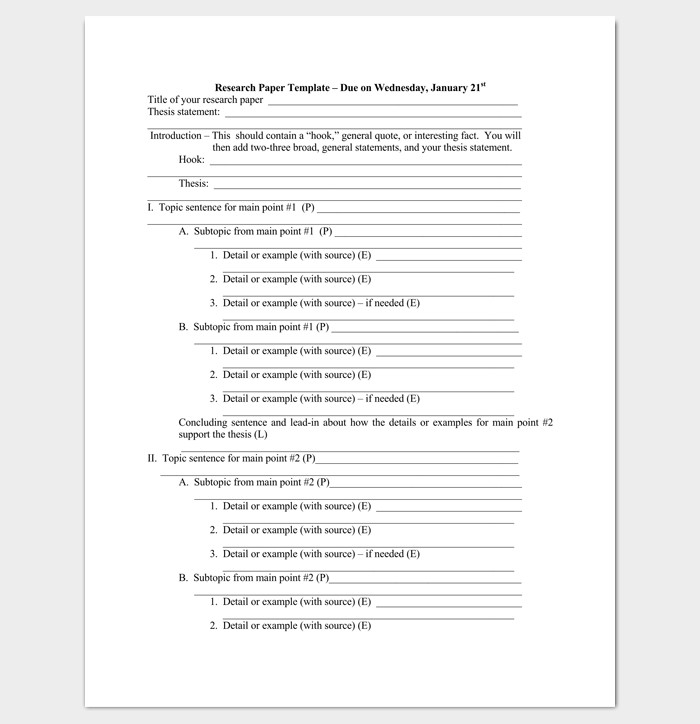 Research Paper Outline Template 36 Examples Formats