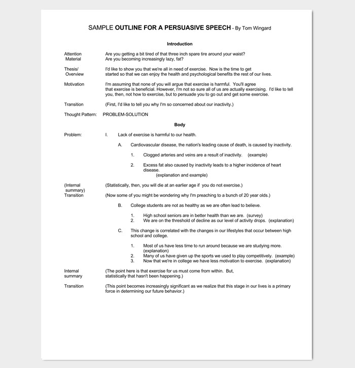 Speech Outline Template 38 Samples Examples and Formats