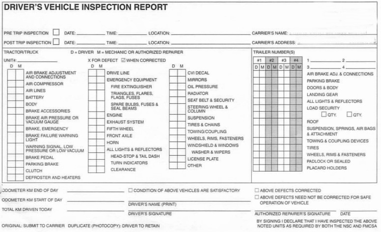 How to Fill Out the CDL Pre trip Inspection Form