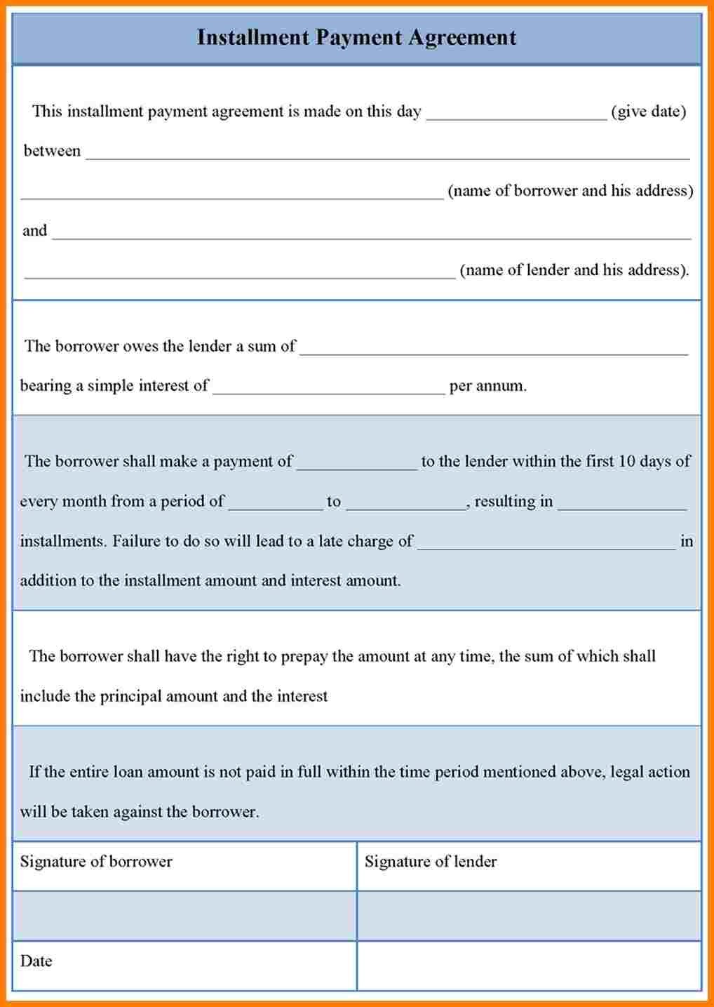 8 installment payment contract template