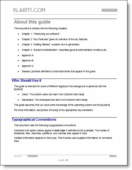 User Guide Template – Download MS Word templates and free
