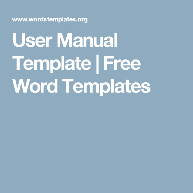 User Manual Template Free Word Templates