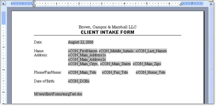 Client Intake Form — Active Practice