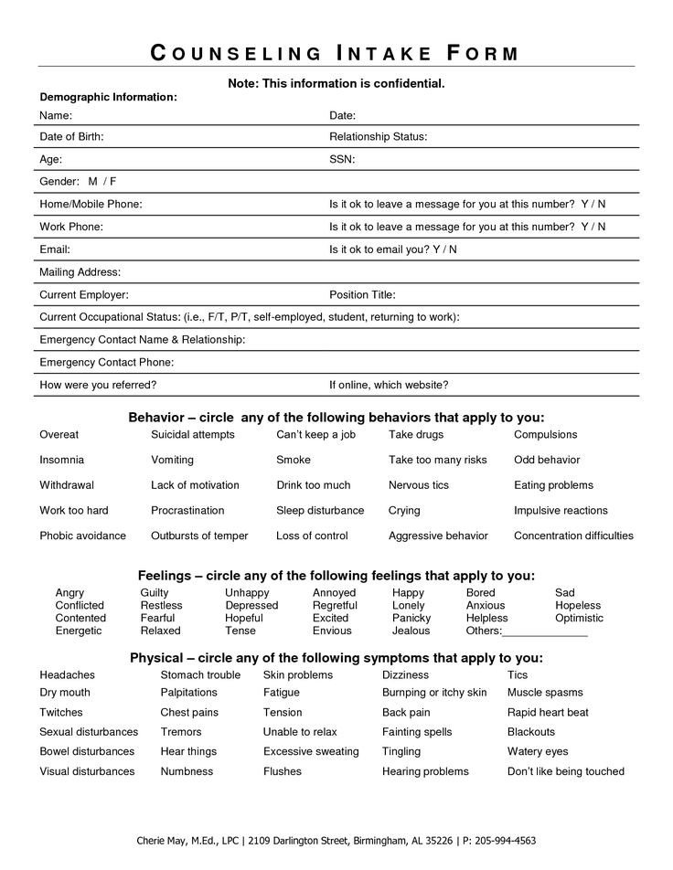 intake form for counseling clients Google Search