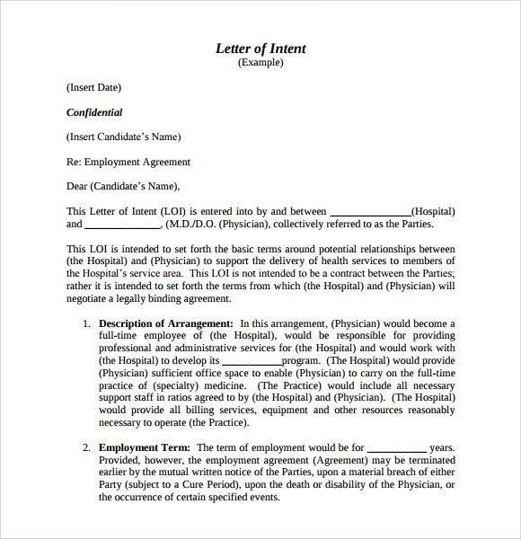 10 Letter of Intent for Employment Samples PDF DOC
