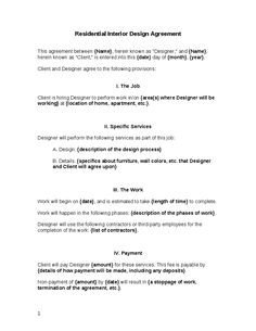 Interior Design Contract Agreement Template with Sample