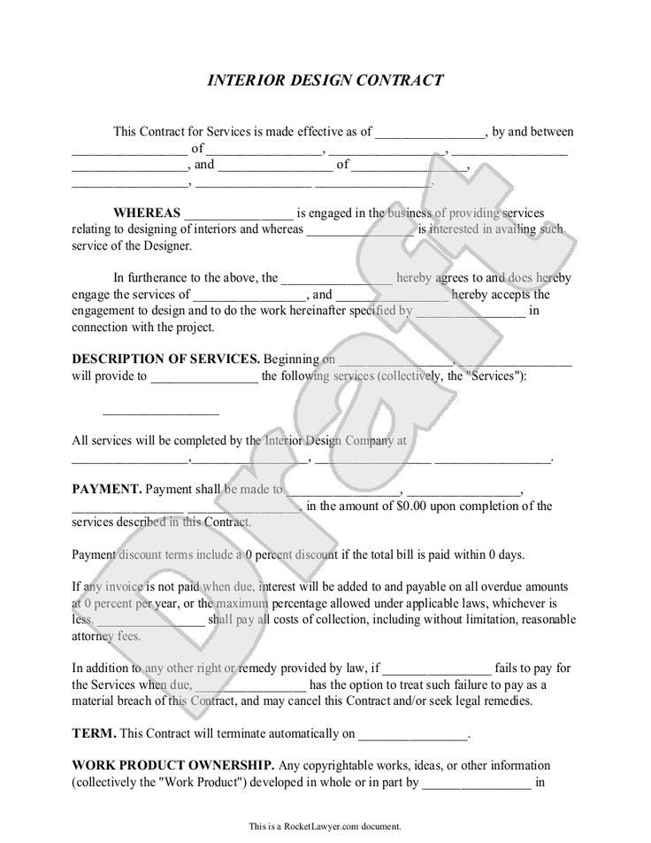 Interior Design Contract Agreement Template with Sample