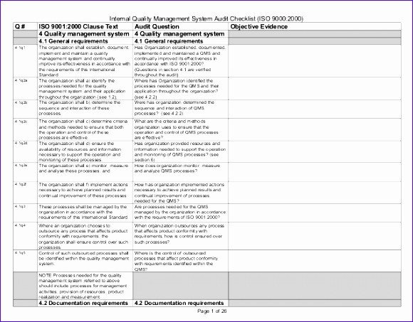 10 iso 9001 Checklist Excel Template ExcelTemplates