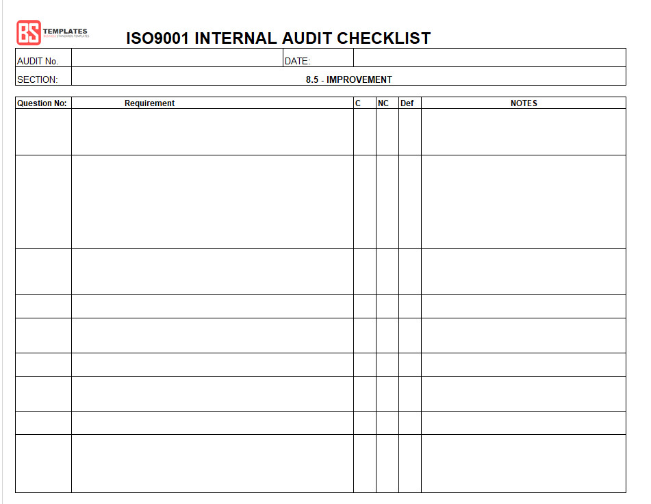 15 Internal audit checklist templates Samples Examples
