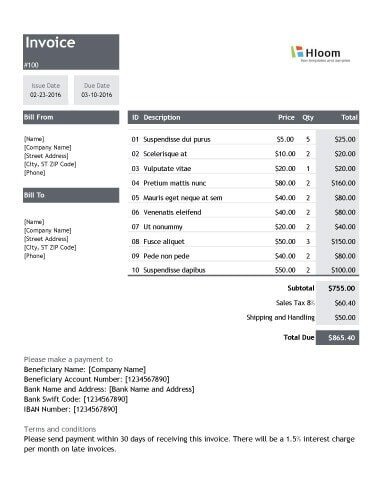 19 Blank Invoice Templates in MS Excel