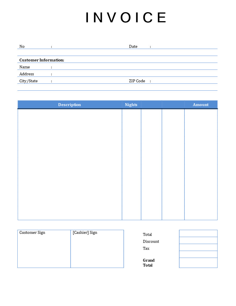 Rent Invoice Template Word