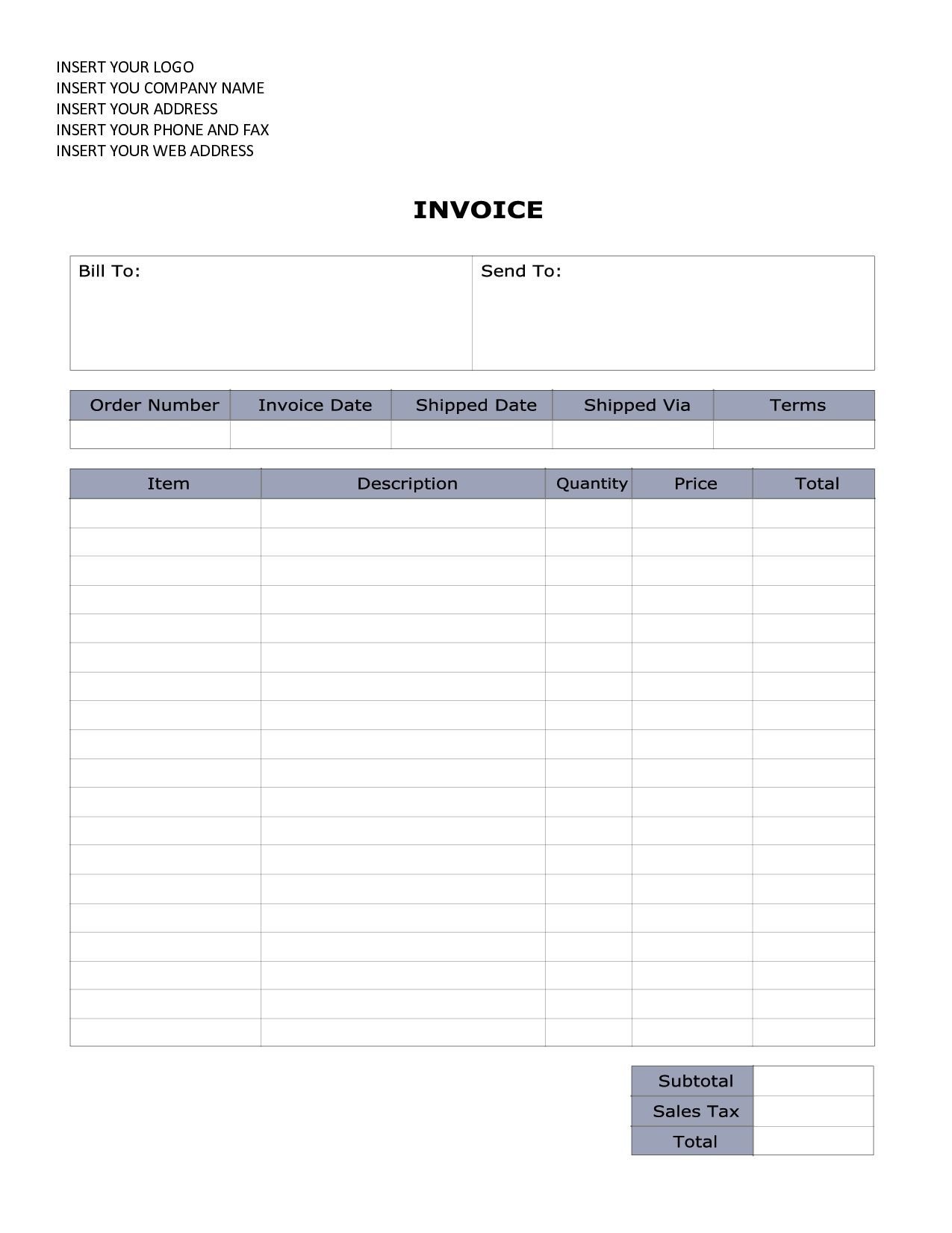 word document invoice template sales invoice sample word