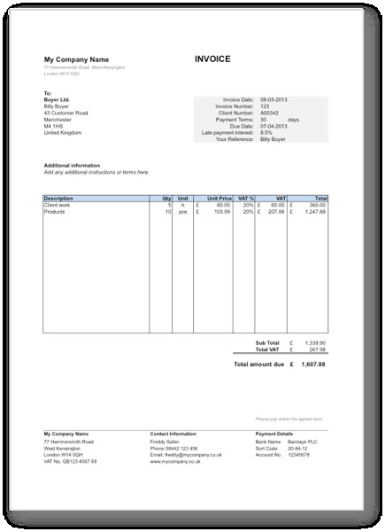 Free invoice template in Word Excel PDF and Google Drive