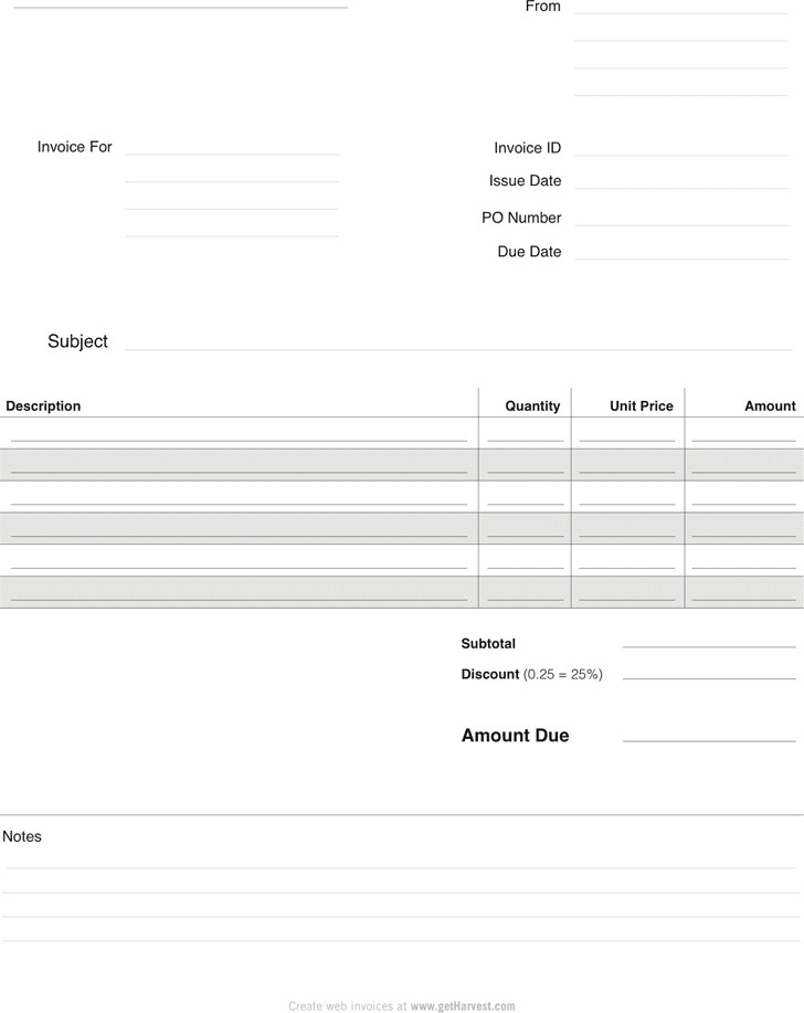 Free Blank Invoice Template for Excel Excel Template