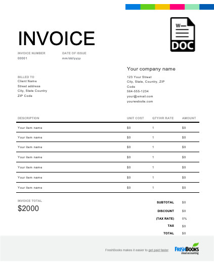 Word Invoice Template Free Download