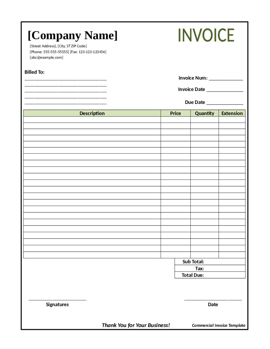 2018 Invoice Template Fillable Printable PDF & Forms