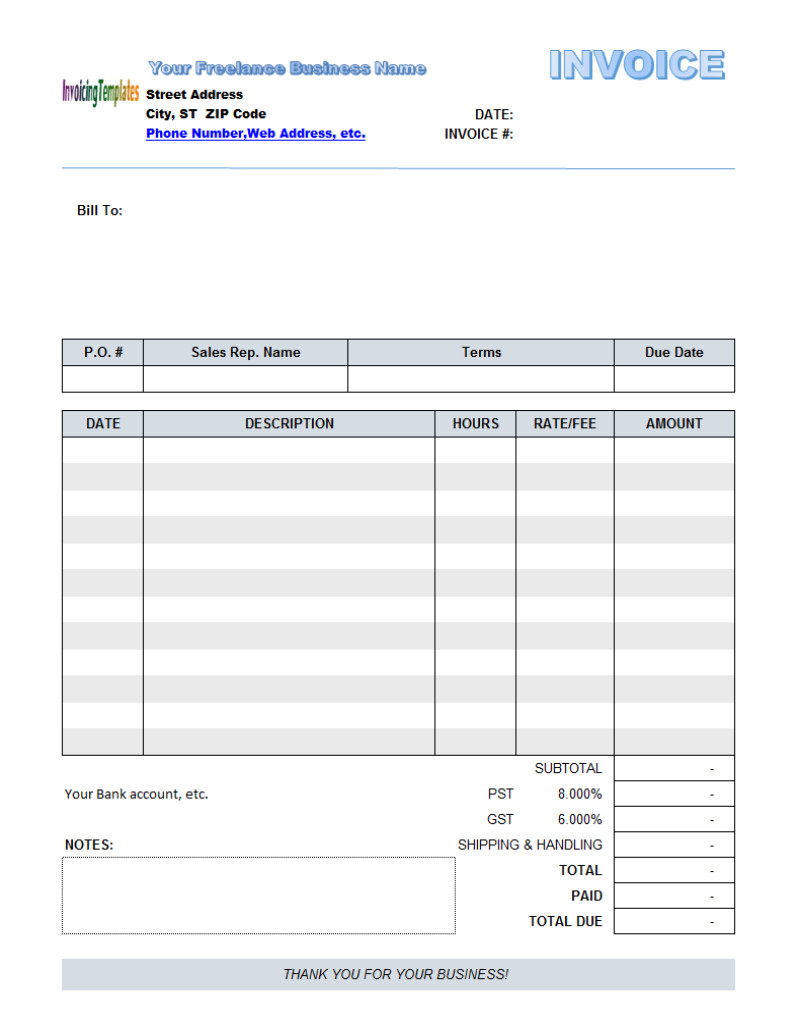 Free Fillable Invoice Template 10 Results Found