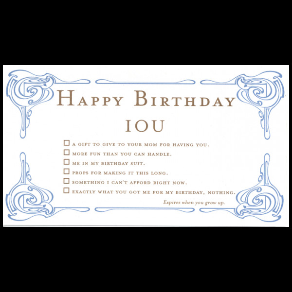 Quiplip Happy Birthday greeting card from the IOU collection