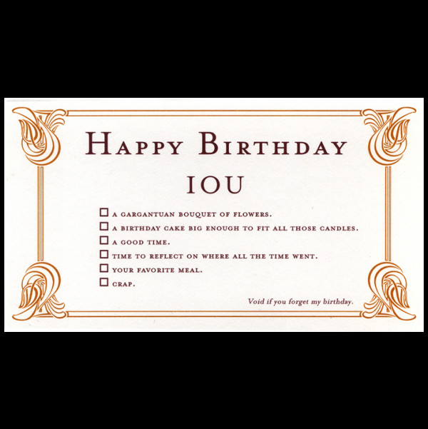 Quiplip Happy Birthday greeting card from the IOU collection