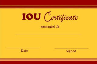 Select and Print IOU Certificates and Cards Fresh Designs 