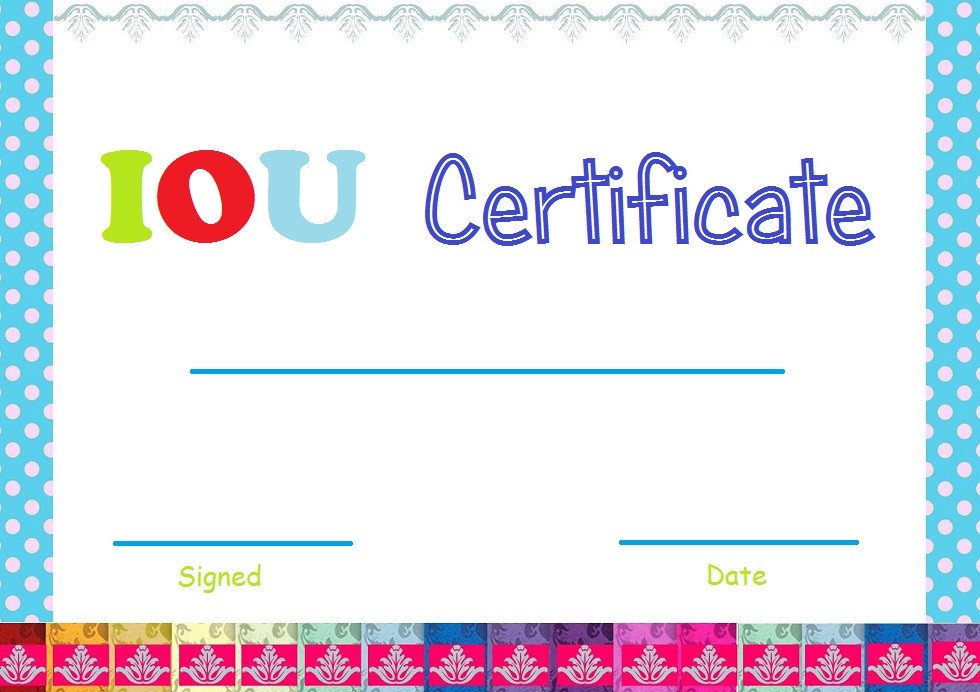 Select and Print IOU Certificates and Cards Fresh Designs 