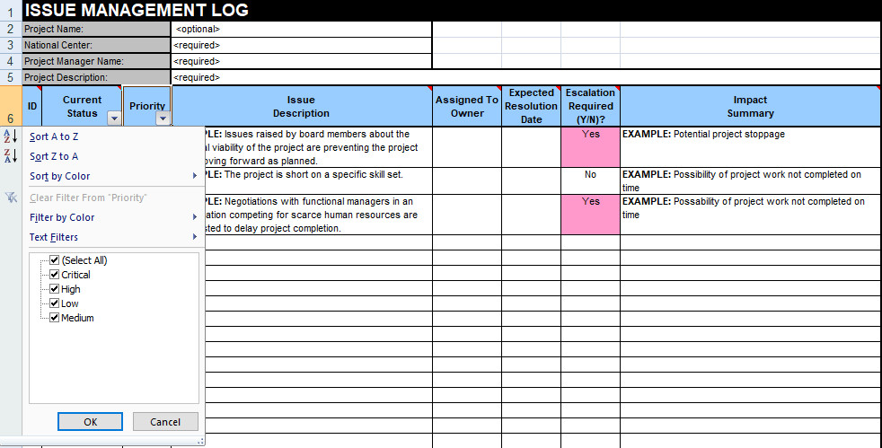 Issue Tracking Template Excel Free Download