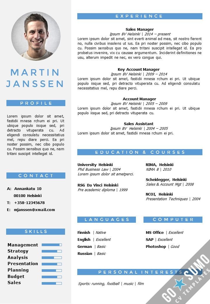 CV Resume template in Word Fully editable files Incl 2nd