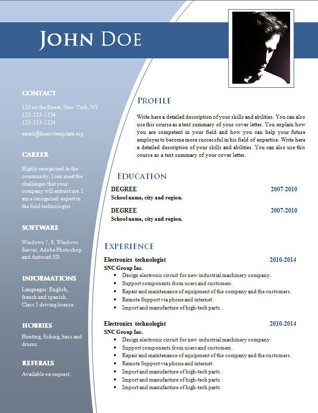 CV templates for word DOC 632 – 638 – Free CV Template