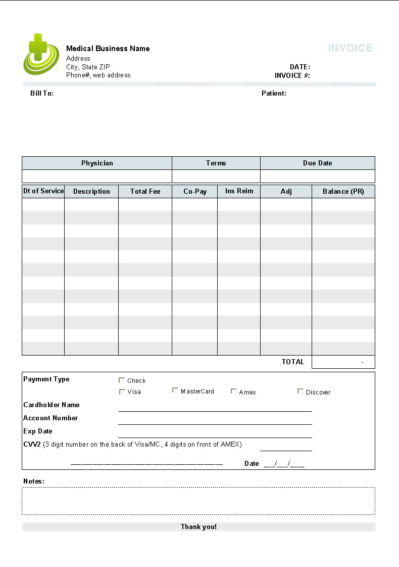 Medical Invoice Template Invoice Manager for Excel