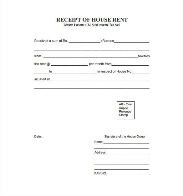Rent receipt template 9 free word excel pdf format