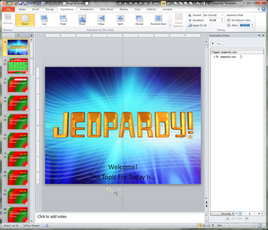 Making a Jeopardy Game Board in PowerPoint to Supplement