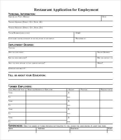 Job Application Form Template 8 Free PDF Documents