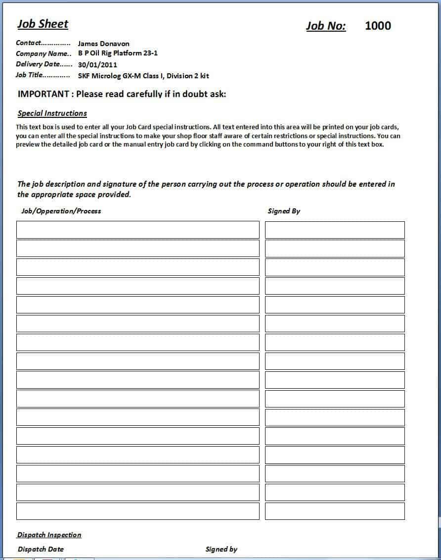 4 Free Job Sheet Templates Word Excel PDF Formats