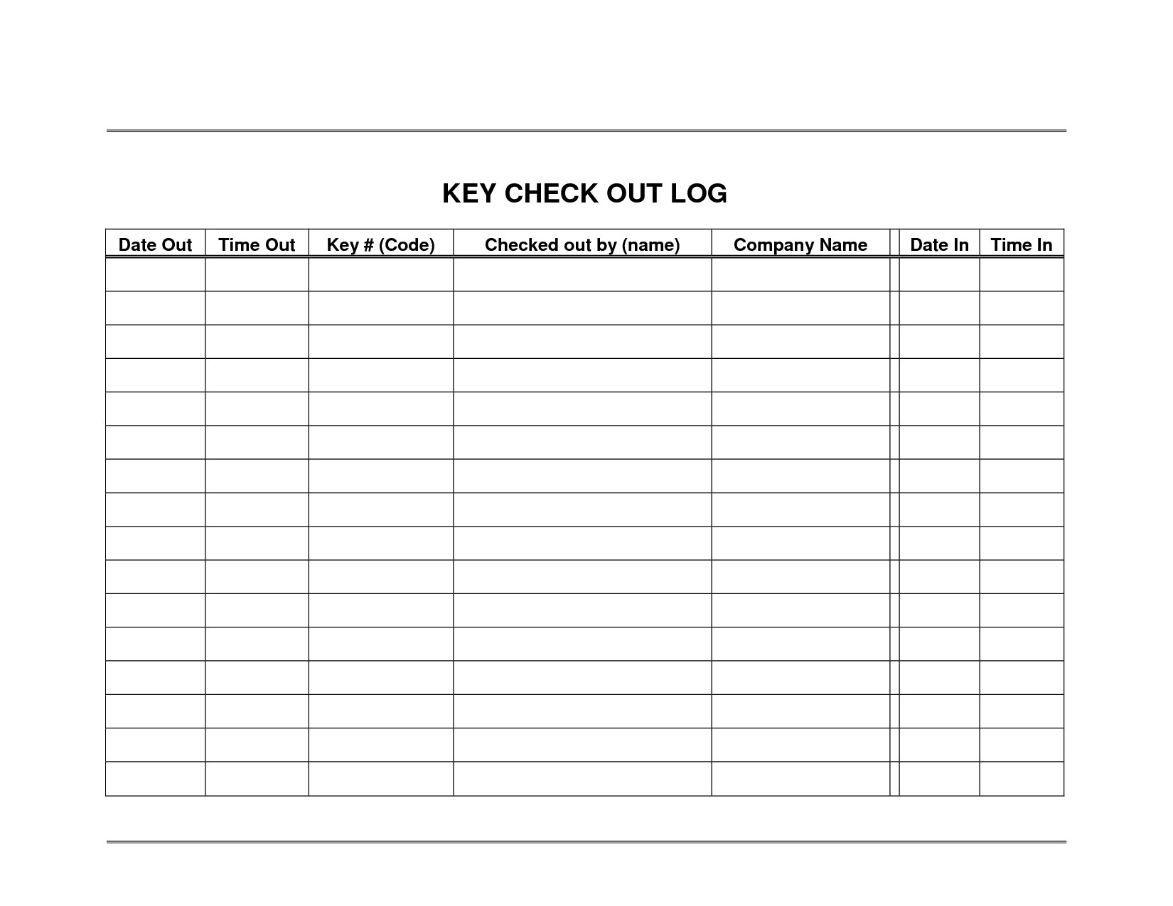 30 of Key Log Template Excel